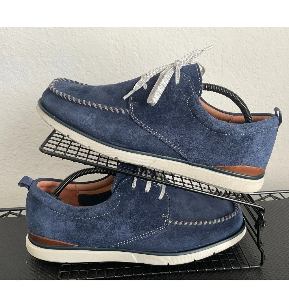 Clarks Artisan Mens Navy Suede Moc Toe Lace Up Shoes 10.5 261317317095